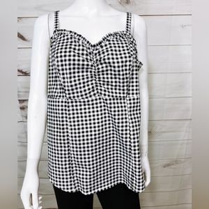 Women's Black & White Gingham Sweetheart Cami Top